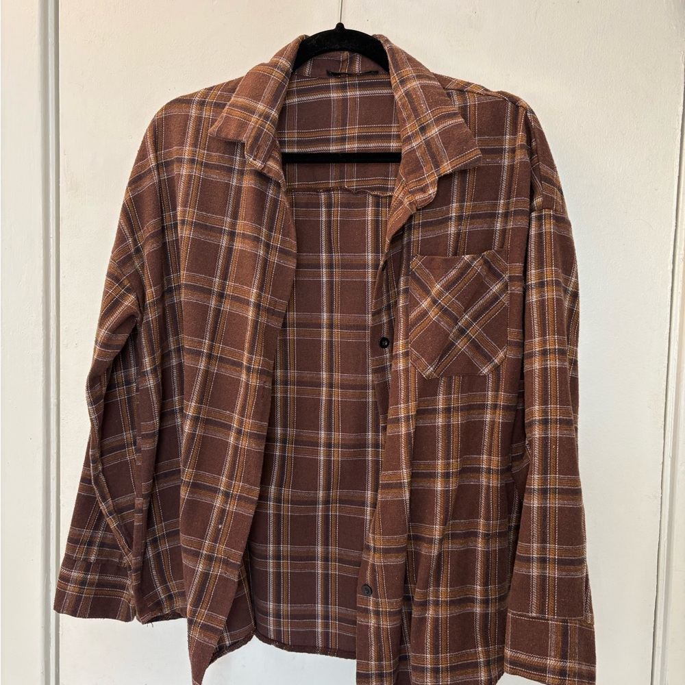 Plaid/Flannel Button-Up Shirts (Brown&Green)